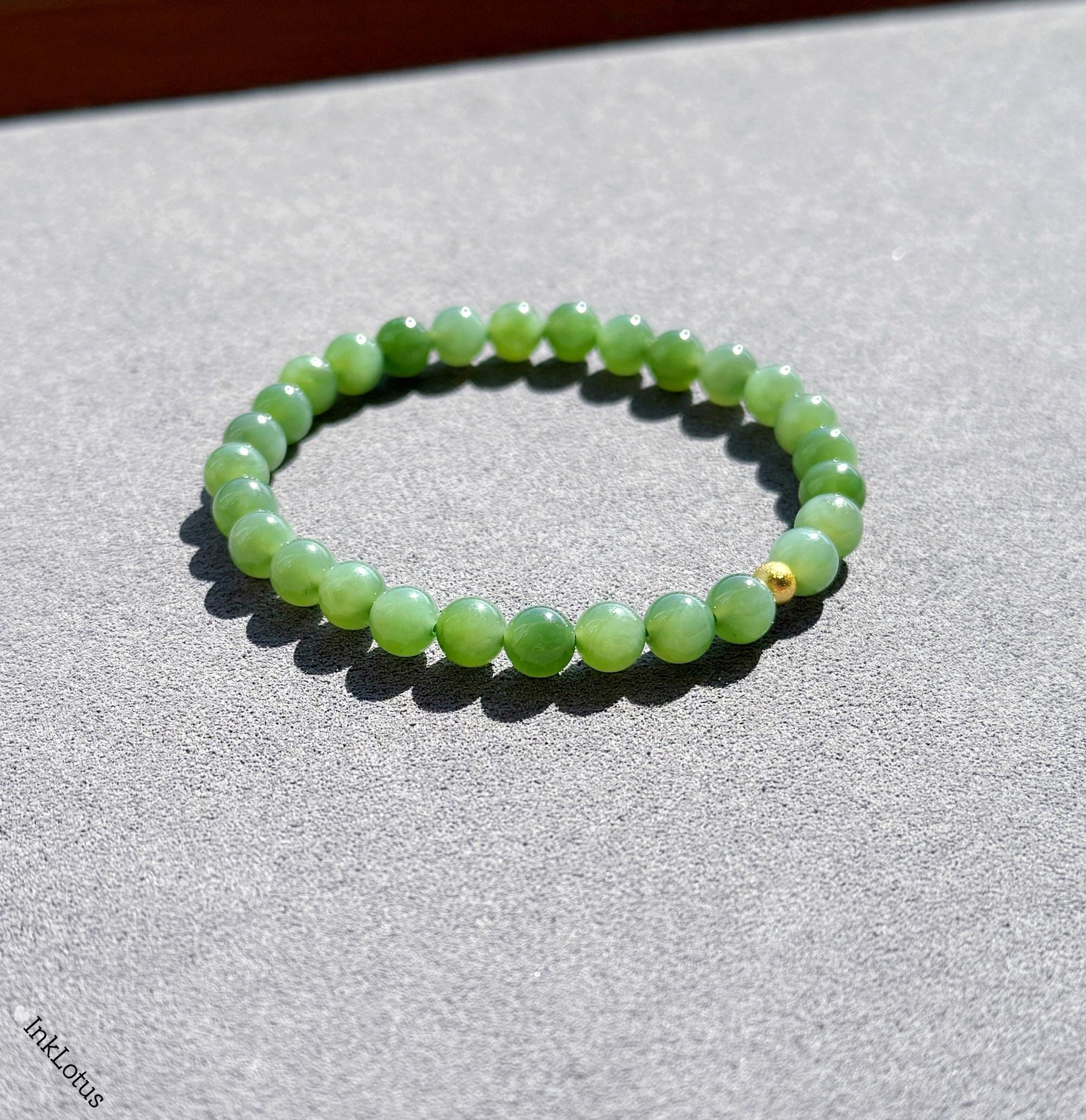 Dainty 6mm Genuine Green Jade Bracelet
