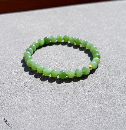 Dainty 6mm Genuine Green Jade Bracelet