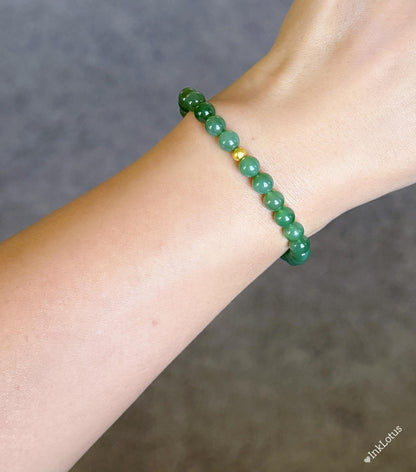 Dainty 6mm Genuine Green Jade Bracelet