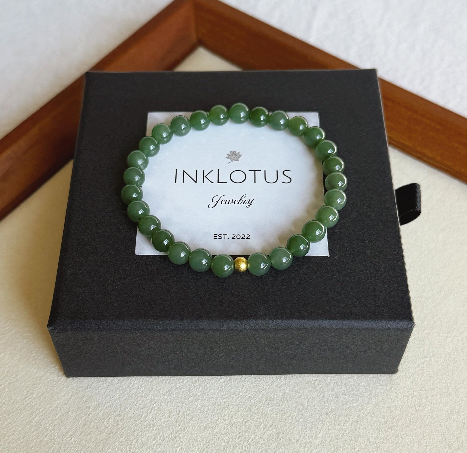 Dainty 6mm Genuine Green Jade Bracelet