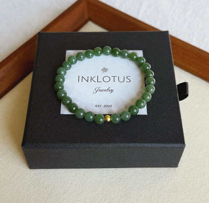 Dainty 6mm Genuine Green Jade Bracelet