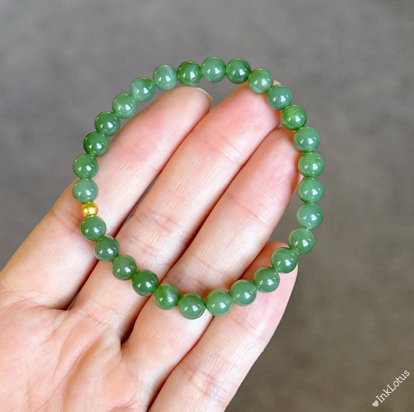 Dainty 6mm Genuine Green Jade Bracelet