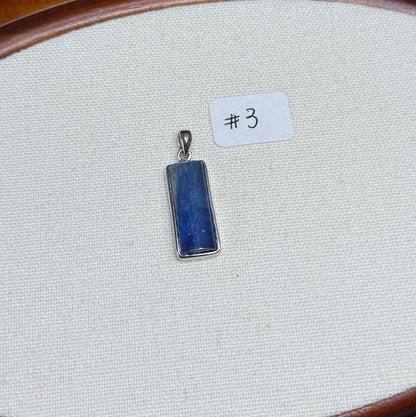 Natural Blue Kyanite Pendant: S925 Sterling Silver Rectangle Gemstone, AAAA+ Kyanite