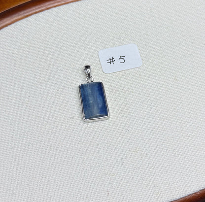 Natural Blue Kyanite Pendant: S925 Sterling Silver Rectangle Gemstone, AAAA+ Kyanite