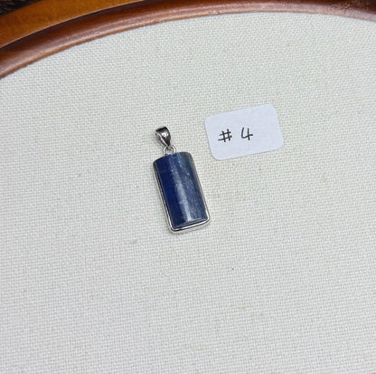 Natural Blue Kyanite Pendant: S925 Sterling Silver Rectangle Gemstone, AAAA+ Kyanite