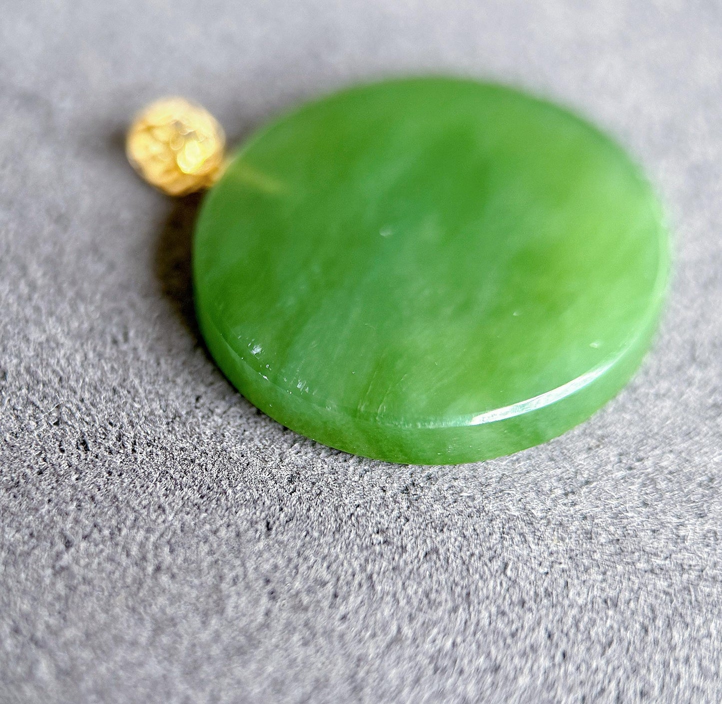 Green Nephrite Jade Pendant Necklace: 18K Gold Bail, Sterling Silver Chain
