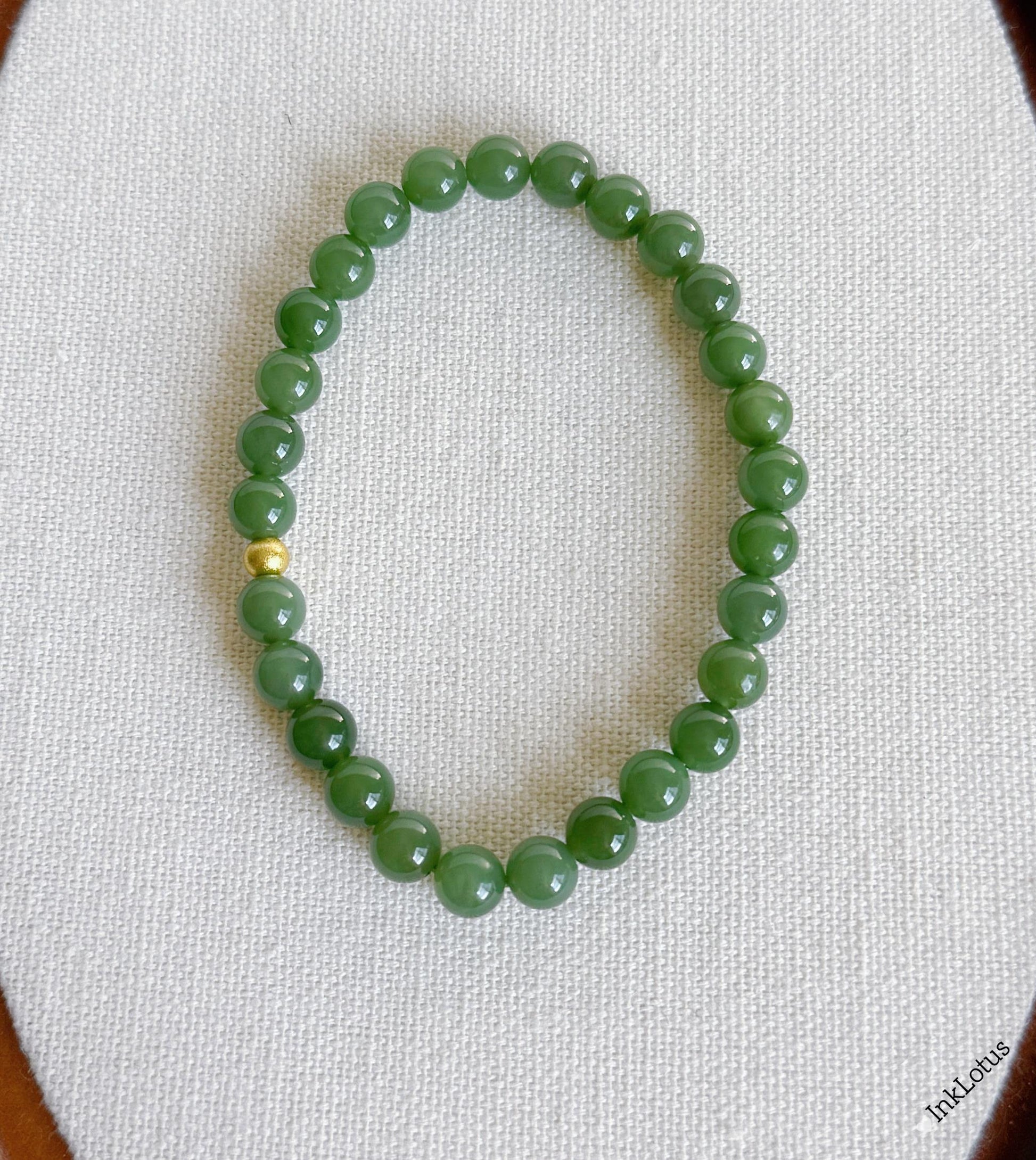Dainty 6mm Genuine Green Jade Bracelet