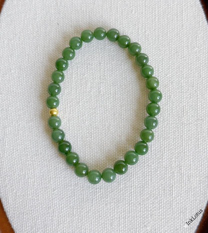 Dainty 6mm Genuine Green Jade Bracelet