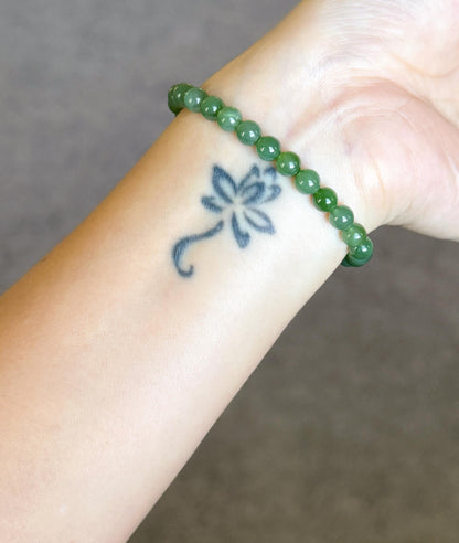 Dainty 6mm Genuine Green Jade Bracelet