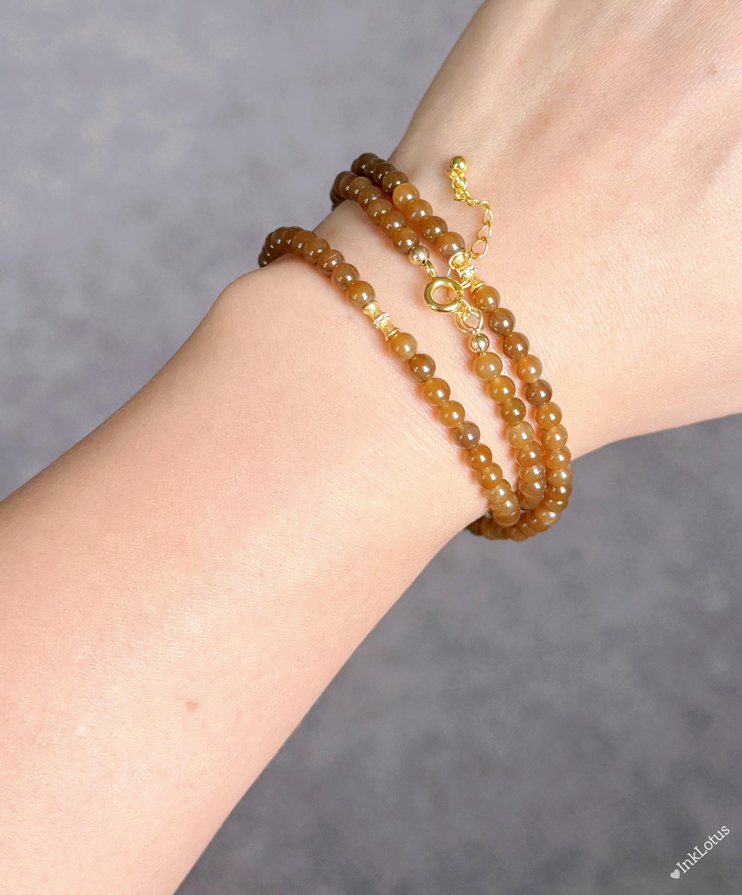 Convertible Brown Nephrite Jade Beaded Necklace with 18K White Jade Gourd | Multi-wrap Jade Bracelet