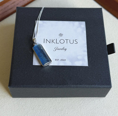 Natural Blue Kyanite Pendant: S925 Sterling Silver Rectangle Gemstone, AAAA+ Kyanite