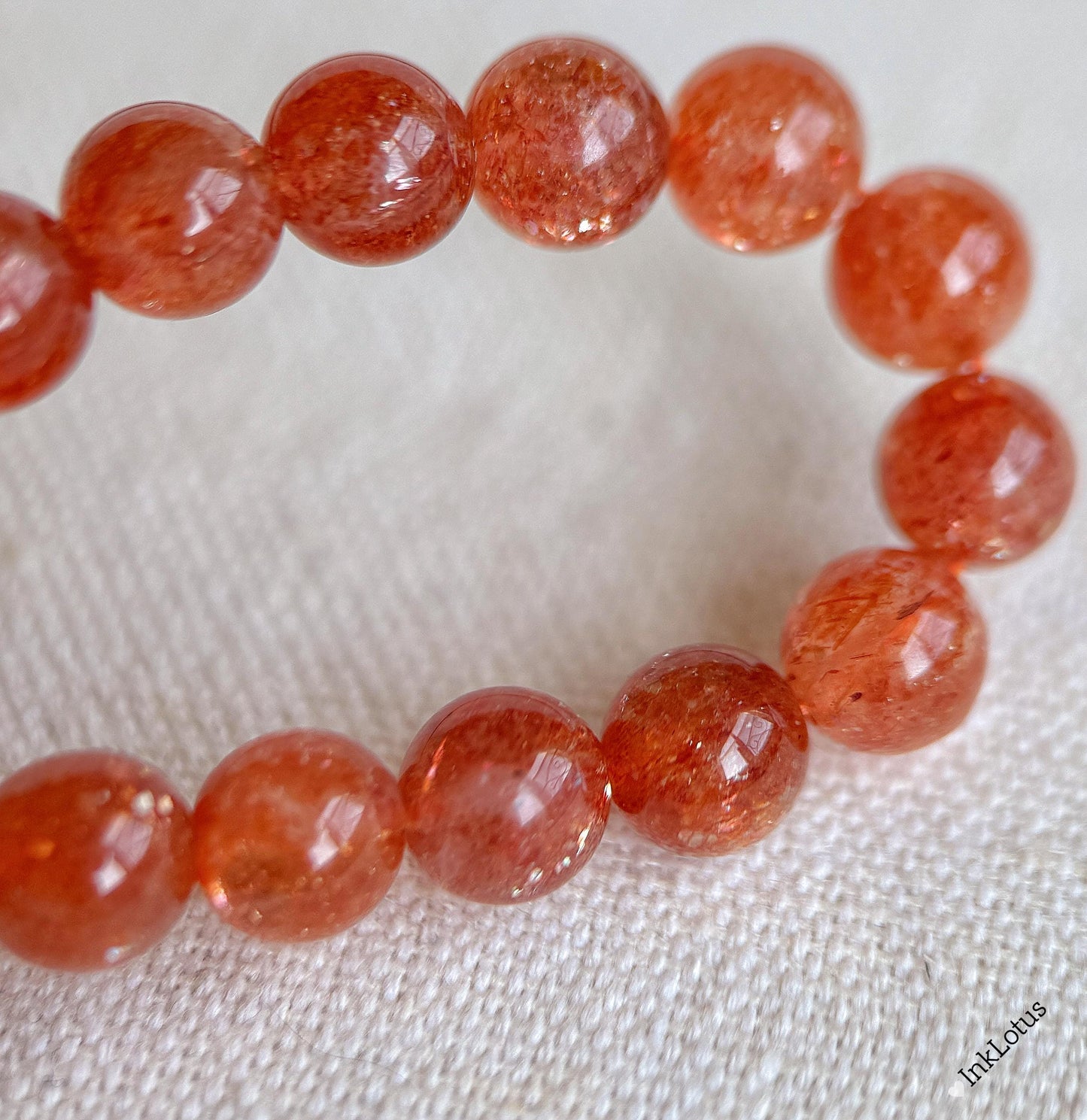 7mm Sunstone Bracelet with Blue Kyanite and Gold-Plated Silver | AAAA+ Sunstone Beads