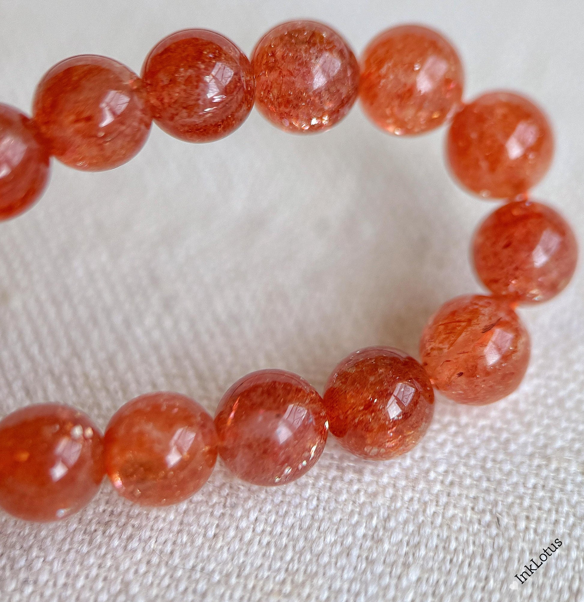 7mm Sunstone Bracelet with Blue Kyanite and Gold-Plated Silver | AAAA+ Sunstone Beads