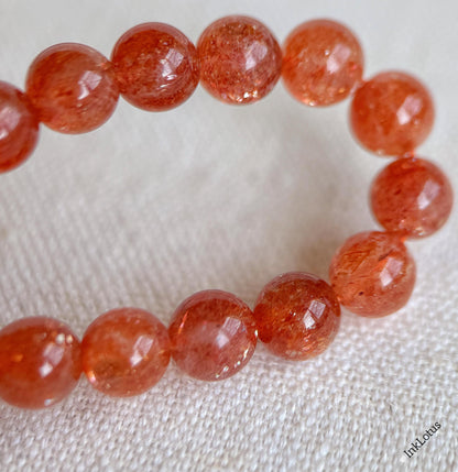 7mm Sunstone Bracelet with Blue Kyanite and Gold-Plated Silver | AAAA+ Sunstone Beads