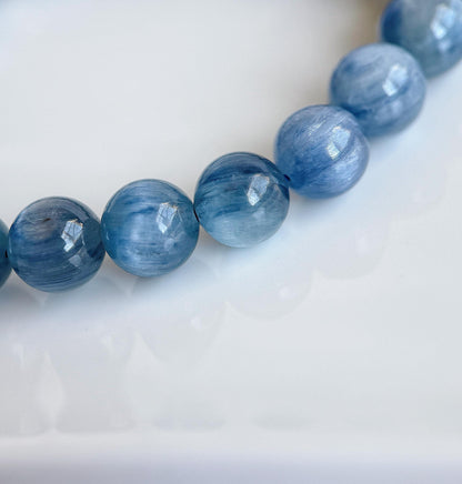 Blue Kyanite Bracelet | 8.5mm AAA Gemstone Beads, Handmade in Colorado