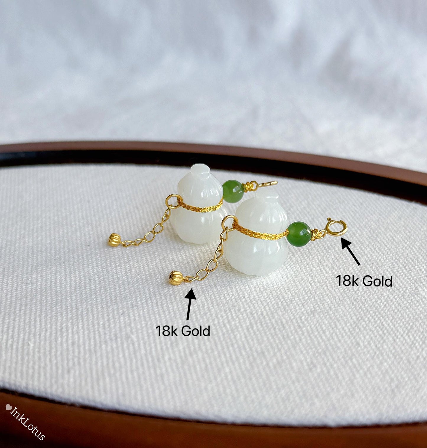 Convertible Brown Nephrite Jade Beaded Necklace with 18K White Jade Gourd | Multi-wrap Jade Bracelet