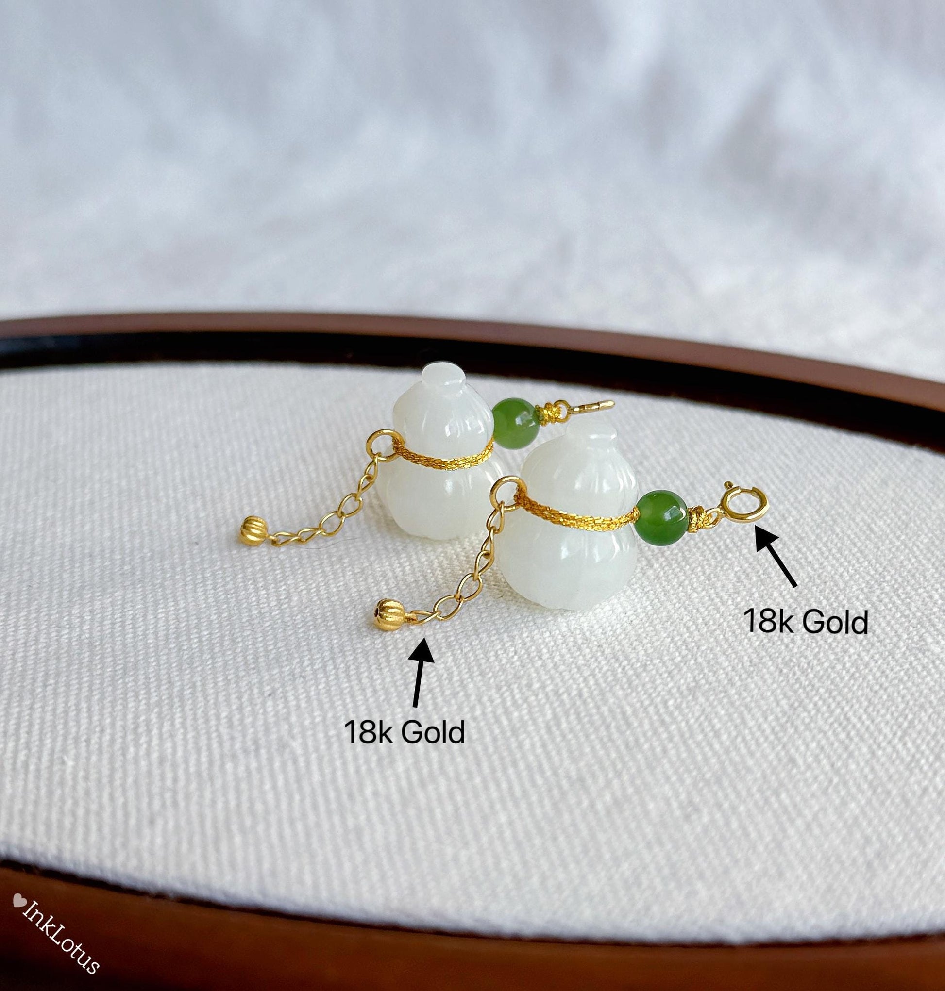 Convertible Brown Nephrite Jade Beaded Necklace with 18K White Jade Gourd | Multi-wrap Jade Bracelet