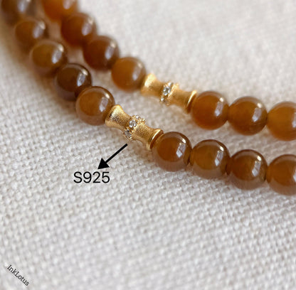 Convertible Brown Nephrite Jade Beaded Necklace with 18K White Jade Gourd | Multi-wrap Jade Bracelet