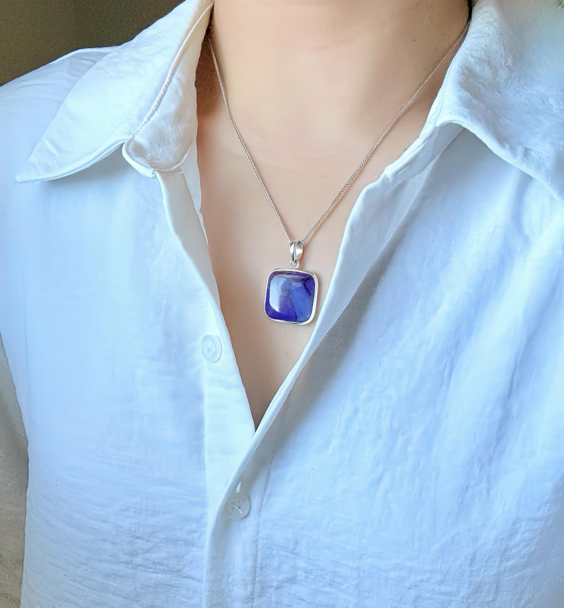Sugilite Pendant Necklace | Sterling Silver, Adjustable Chain