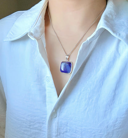 Sugilite Pendant Necklace | Sterling Silver, Adjustable Chain