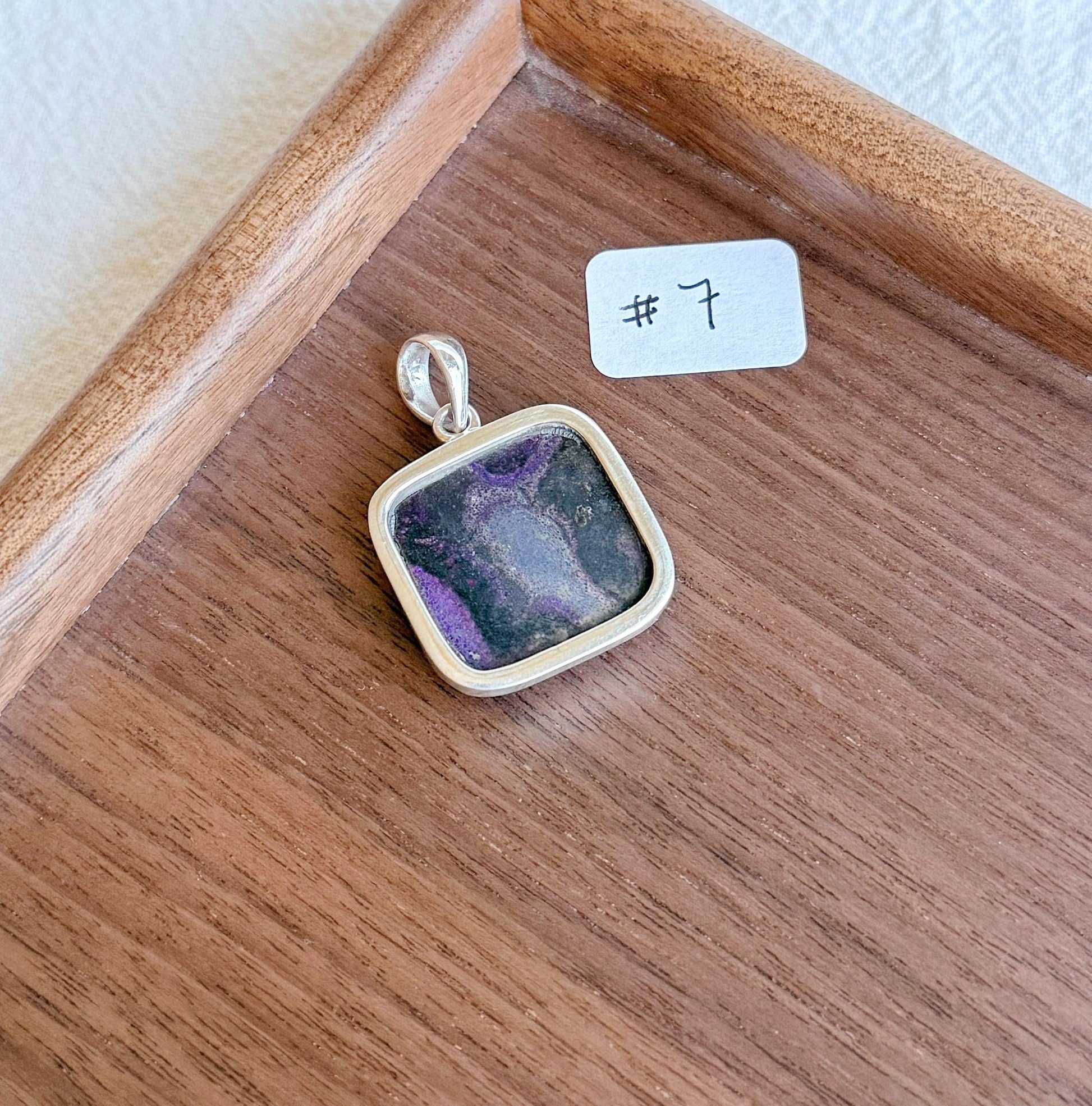 Sugilite Pendant Necklace | Sterling Silver, Adjustable Chain