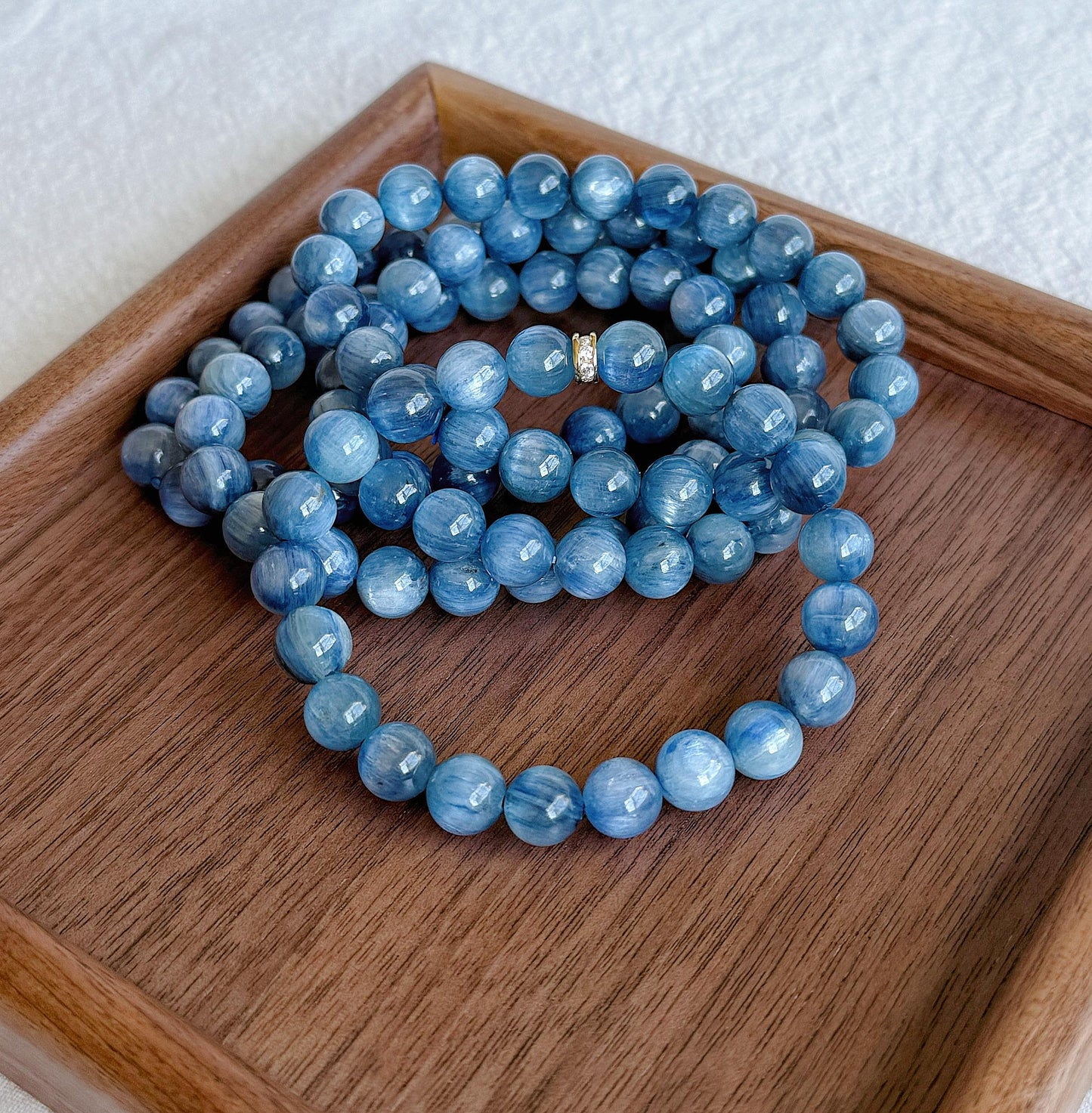 Blue Kyanite Bracelet | 8.5mm AAA Gemstone Beads, Handmade in Colorado