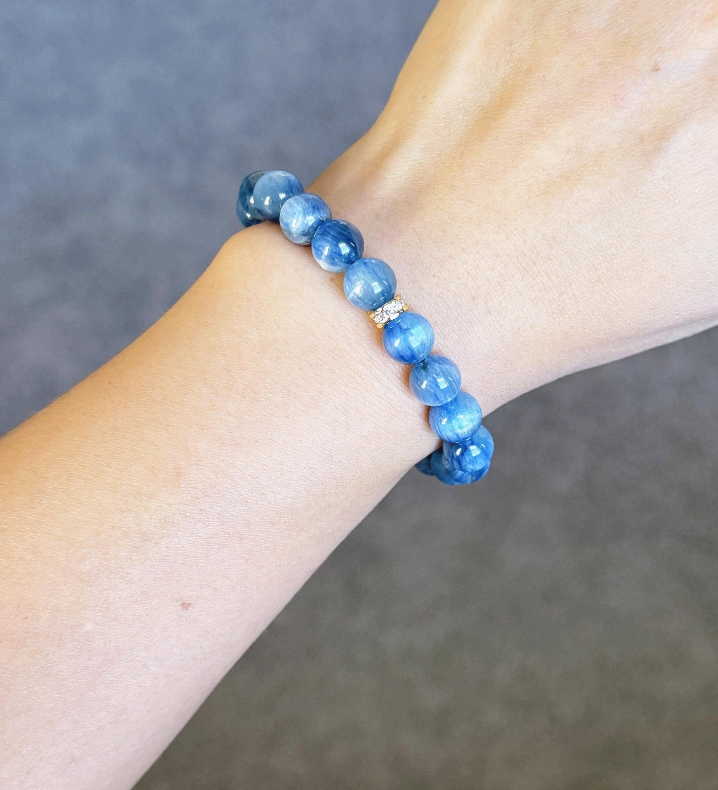Blue Kyanite Bracelet | 8.5mm AAA Gemstone Beads, Handmade in Colorado