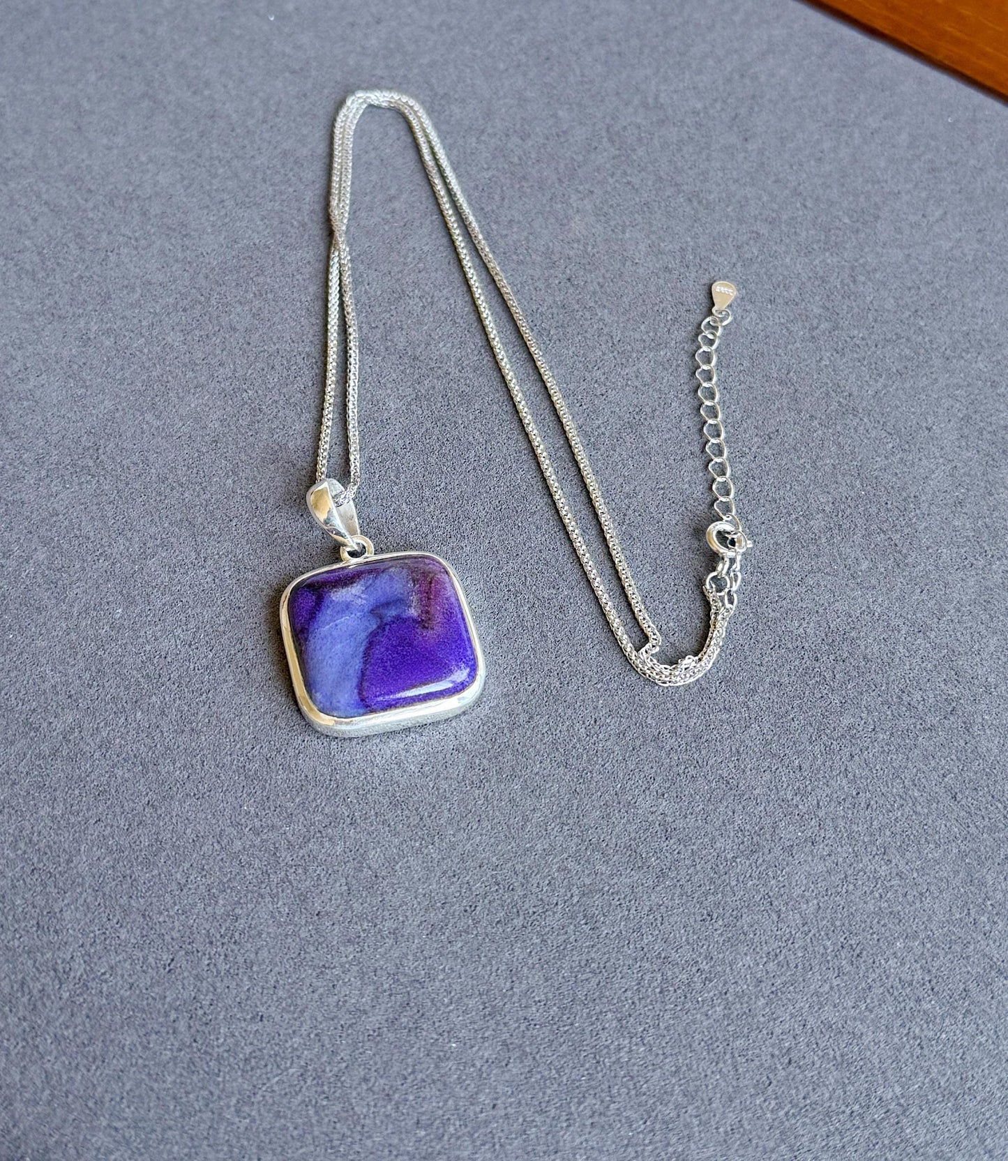 Sugilite Pendant Necklace | Sterling Silver, Adjustable Chain