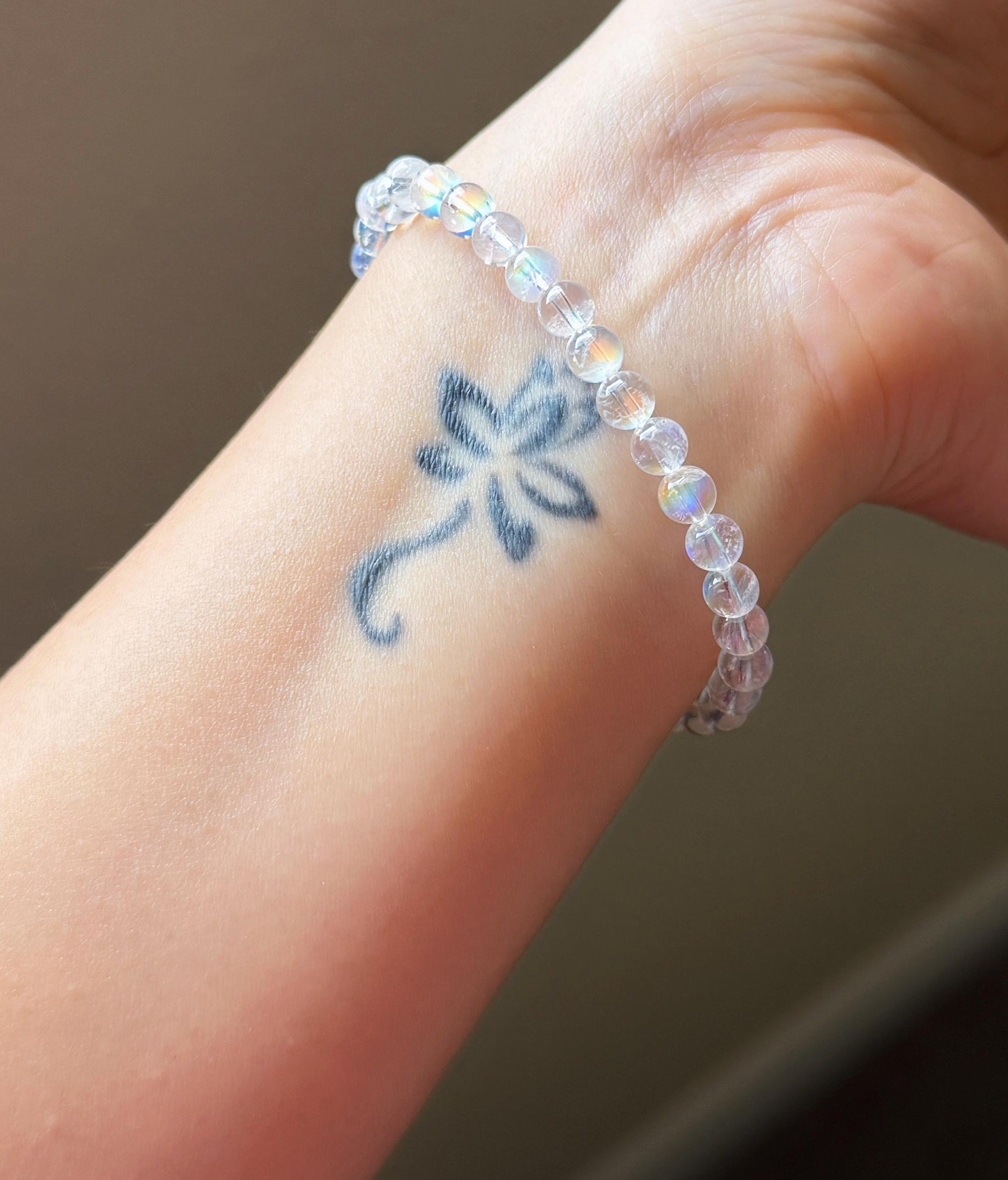 Madagascar Rainbow Moonstone Bracelet – 18K Gold Accent, Handmade