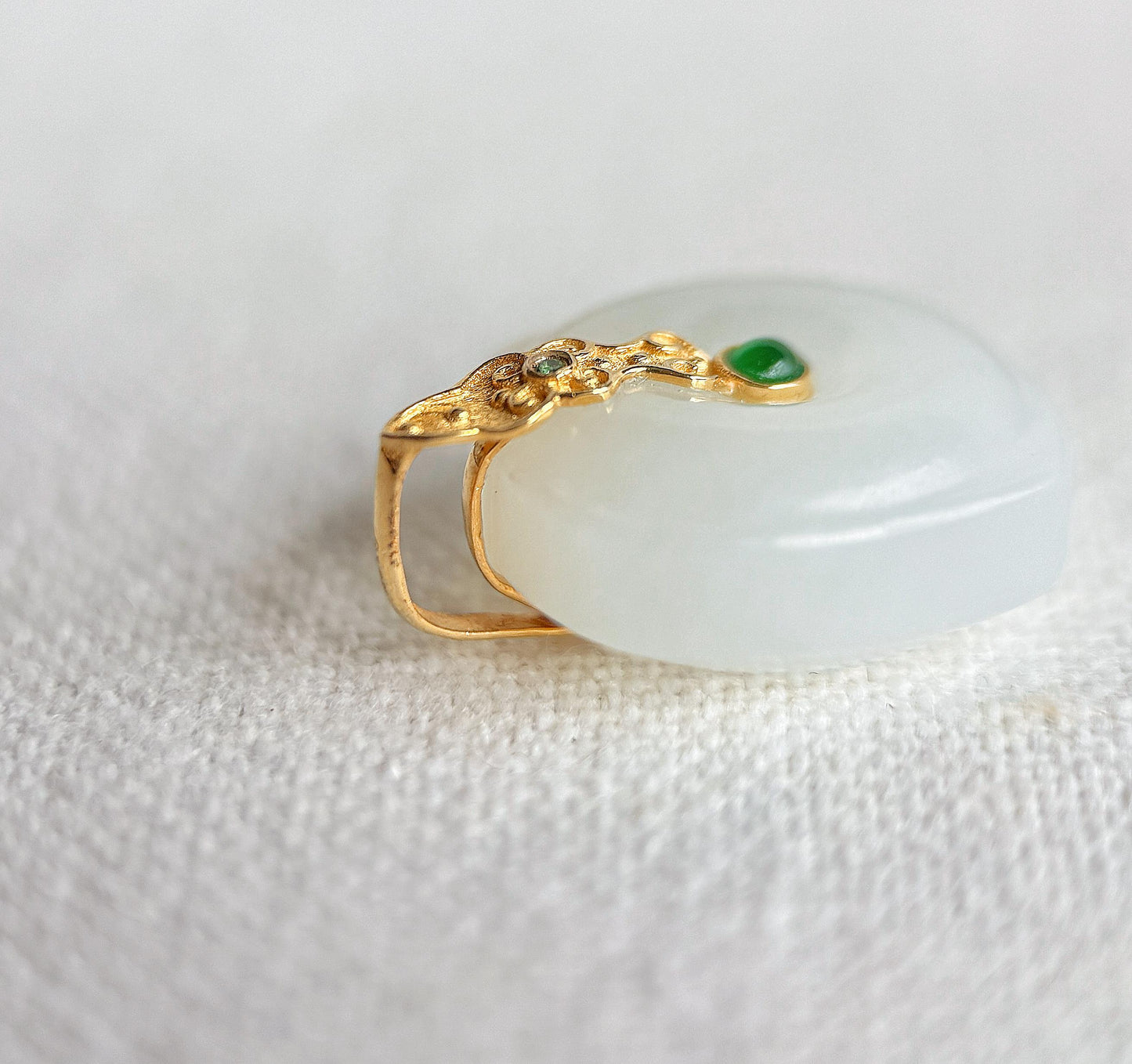 18k White Nephrite Jade Pendant Necklace | Square-Round | 18" Gold-Plated Sterling Silver Chain
