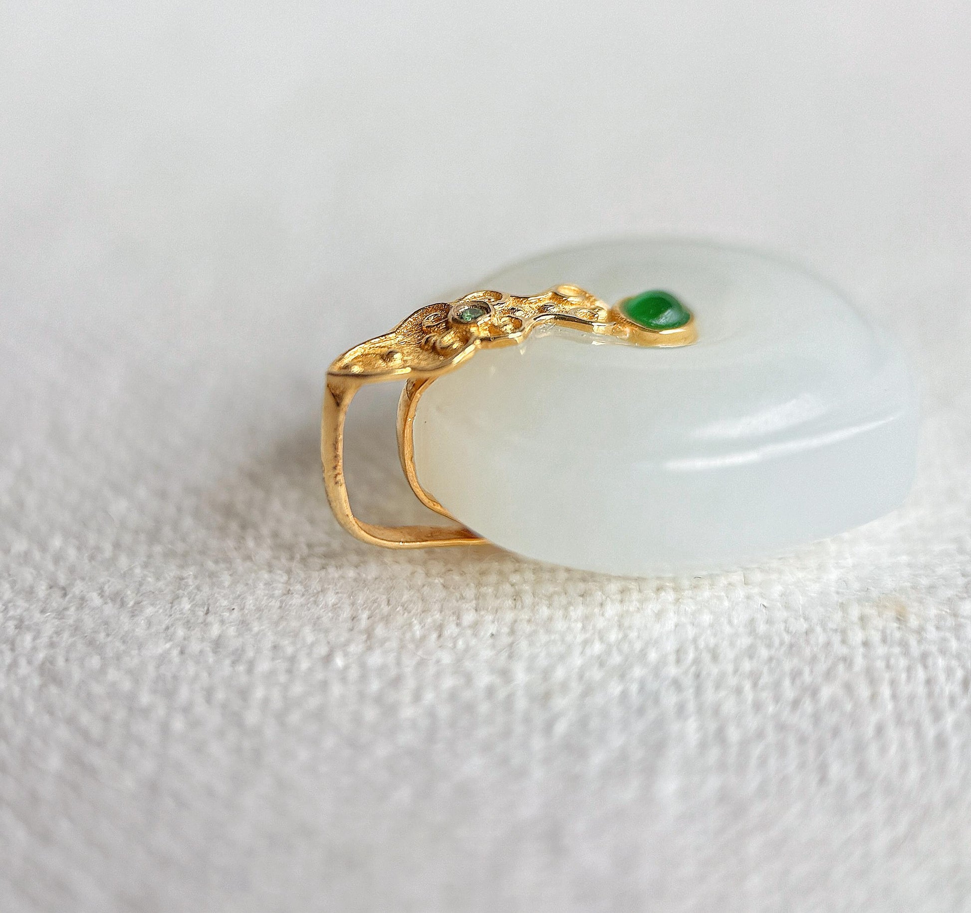 18k White Nephrite Jade Pendant Necklace | Square-Round | 18" Gold-Plated Sterling Silver Chain