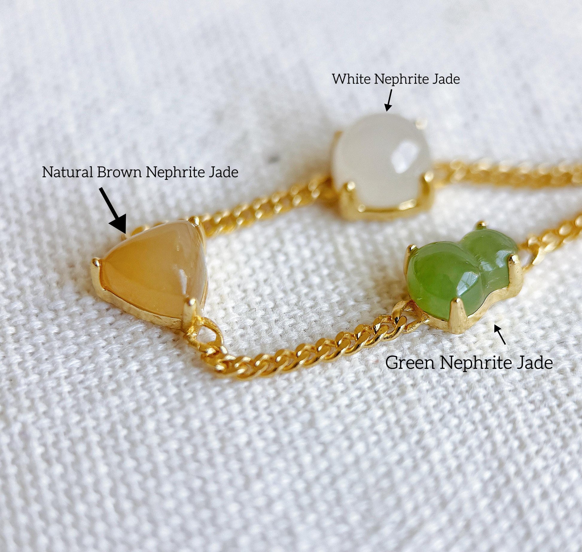 Natural Jade & Agate Station Bracelet in S925 silver – Adjustable Length, Dainty Gemstone Chain Bracelet