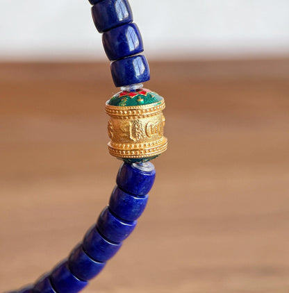 Natural Lapis Lazuli Bracelet 4x5mm – Premium Quality Deep Royal Blue Heishi Beads, S925 Mantra Bead