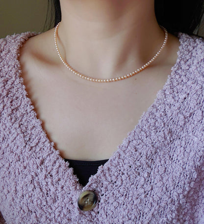 Champagne Gold Pearl Choker | 3.5mm Cultured Pearls, Sterling Silver