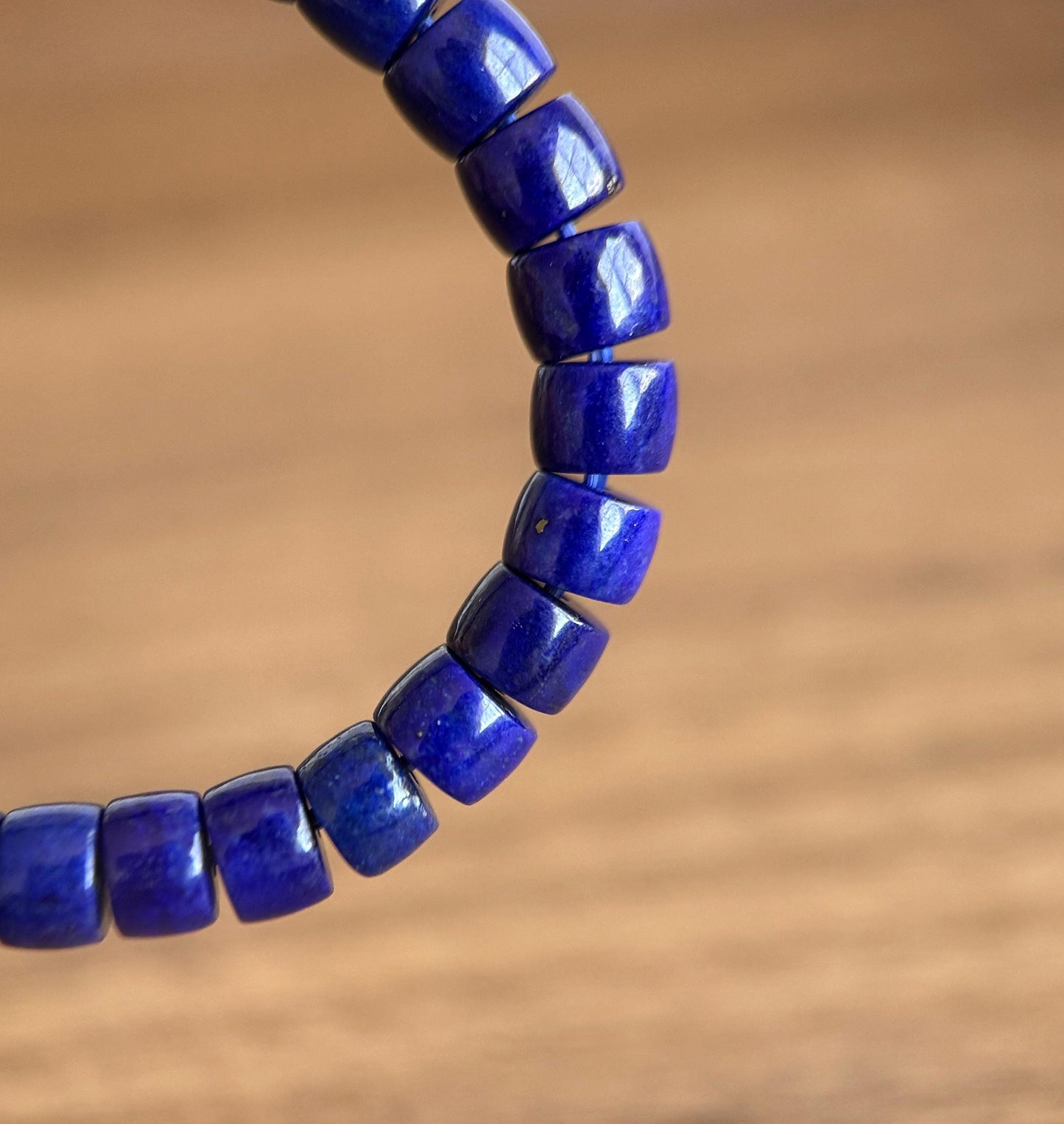 Natural Lapis Lazuli Bracelet 4x5mm – Premium Quality Deep Royal Blue Heishi Beads, S925 Mantra Bead