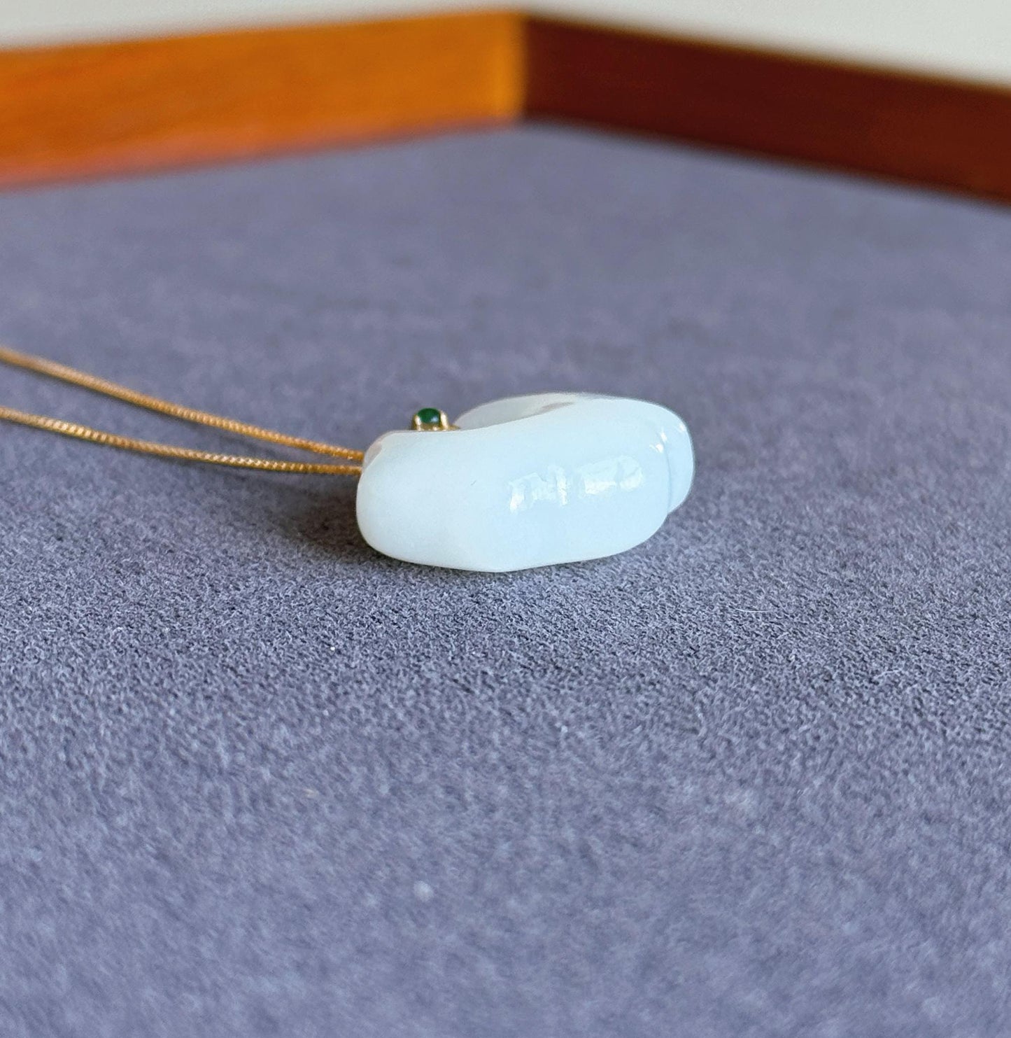 Genuine White Nephrite Jade Cloud Pendant Necklace with 18K Gold Bail | Gift for Her