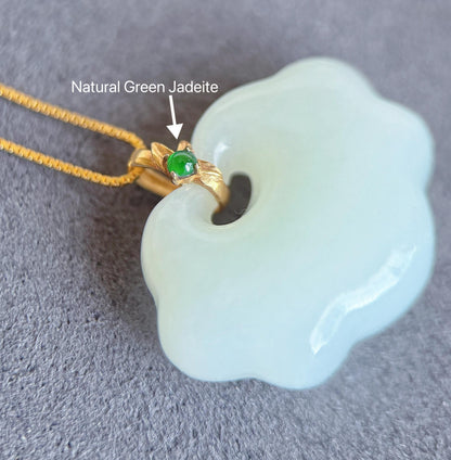 Genuine White Nephrite Jade Cloud Pendant Necklace with 18K Gold Bail | Gift for Her
