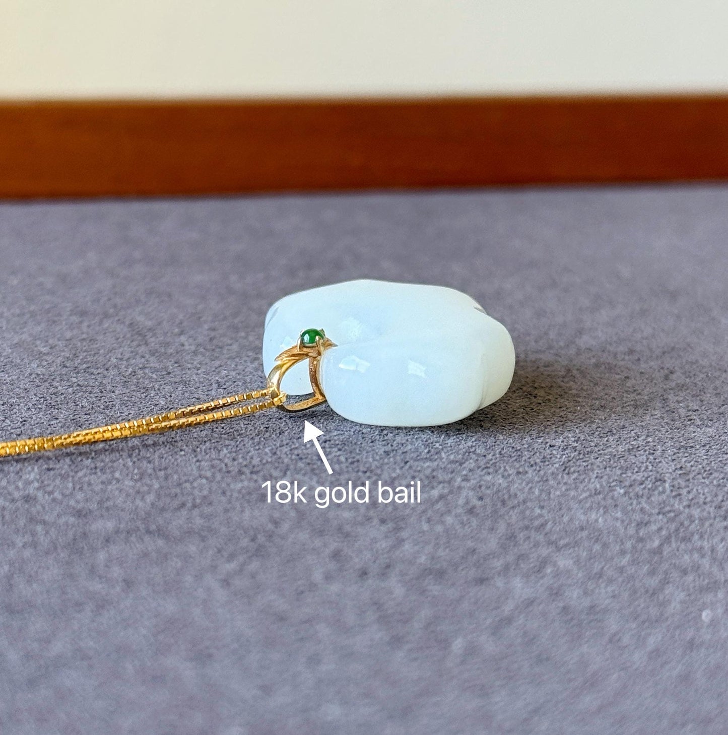 Genuine White Nephrite Jade Cloud Pendant Necklace with 18K Gold Bail | Gift for Her
