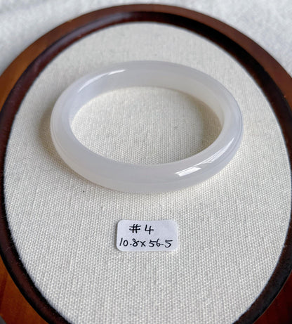 Natural Chalcedony Bangle Bracelet – Smooth Rounded Cuff, MinimalistGemstone Jewelry