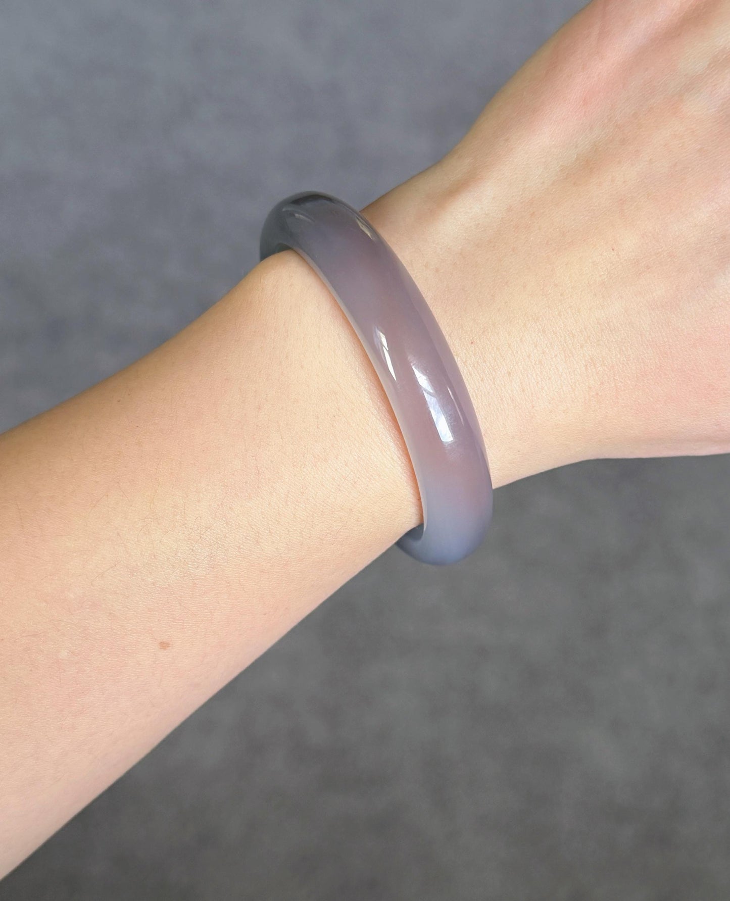 Natural Chalcedony Bangle Bracelet – Smooth Rounded Cuff, MinimalistGemstone Jewelry