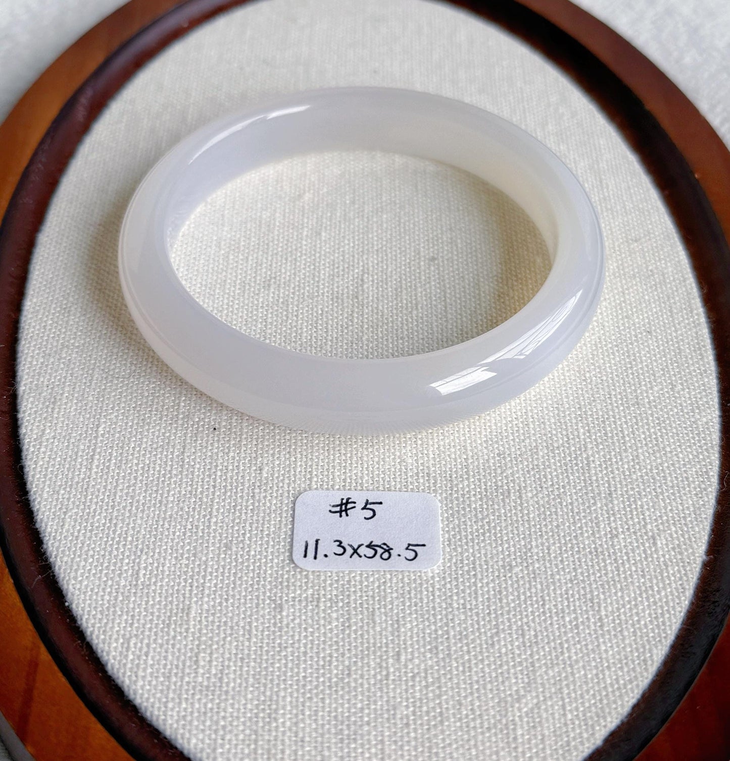 Natural Chalcedony Bangle Bracelet – Smooth Rounded Cuff, MinimalistGemstone Jewelry