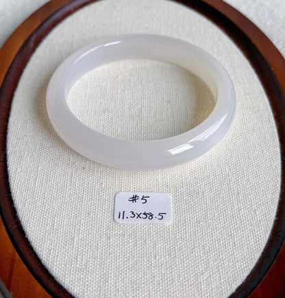 Natural Chalcedony Bangle Bracelet – Smooth Rounded Cuff, MinimalistGemstone Jewelry