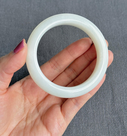 Natural White Nephrite Jade Bangle Bracelet 54.4mm | Certified Jade Stone