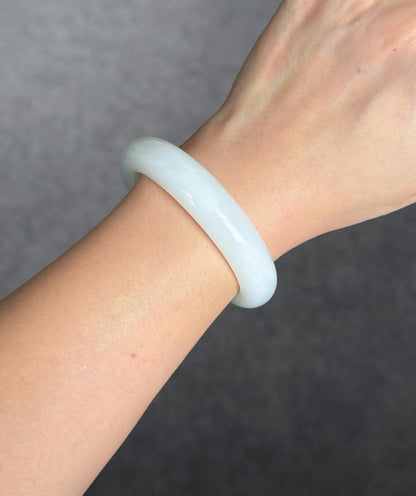 Natural White Nephrite Jade Bangle Bracelet 54.4mm | Certified Jade Stone
