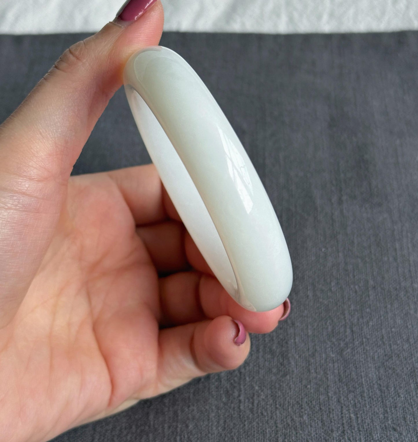 Natural White Nephrite Jade Bangle Bracelet 54.4mm | Certified Jade Stone