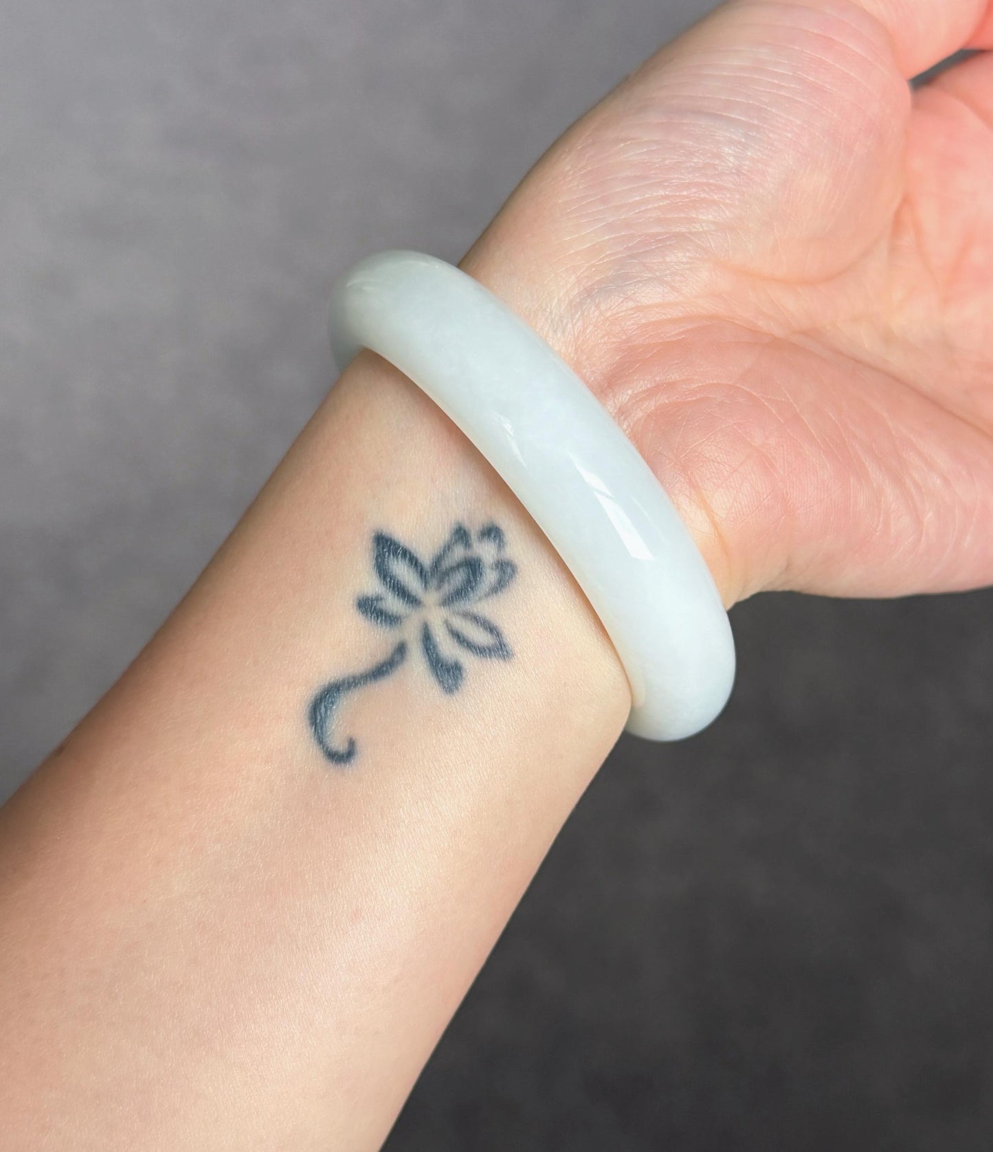 Natural White Nephrite Jade Bangle Bracelet 54.4mm | Certified Jade Stone