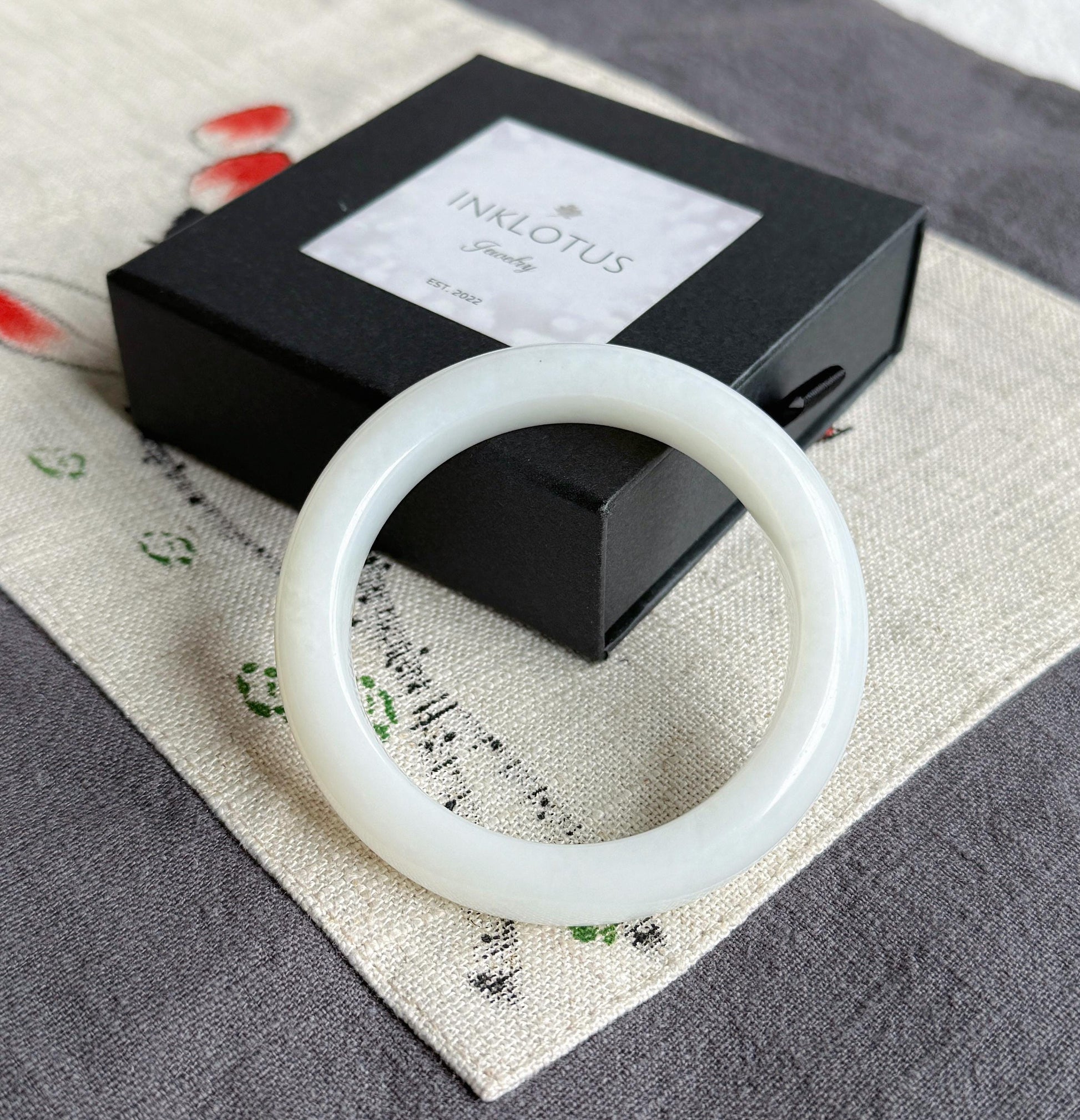 Natural White Nephrite Jade Bangle Bracelet 54.4mm | Certified Jade Stone