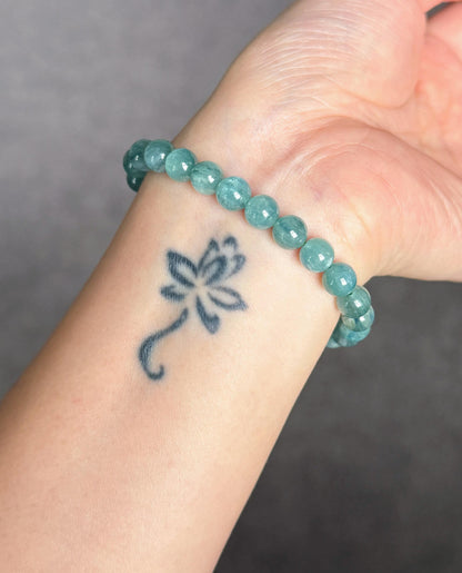 7.5mm Green Blue Kyanite Beads Bracelet| AAAA+ Rare Green Kyanite Stone| Unisex Kyanite Bracelet| Men's Beaded Bracelet| Heart Throat Chakra
