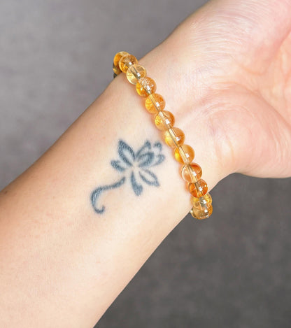 8.5mm Citrine Bracelet| Natural Citrine Beads| Aquamarine Accent| Wealth Stones| Lucky Bracelet| Success Bracelet| Gift for Best Friend