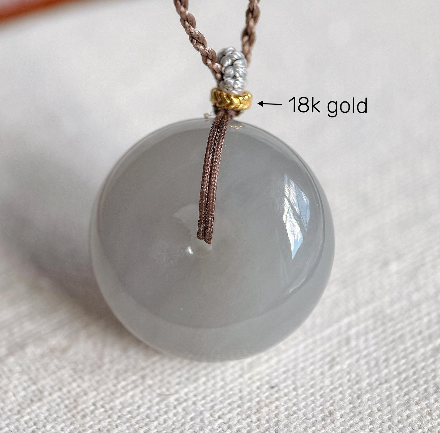 Icy Gray Lavender Nephrite Jade Donut Pendant Necklace | Natural Jade Pi Disc | Adjustable Cord